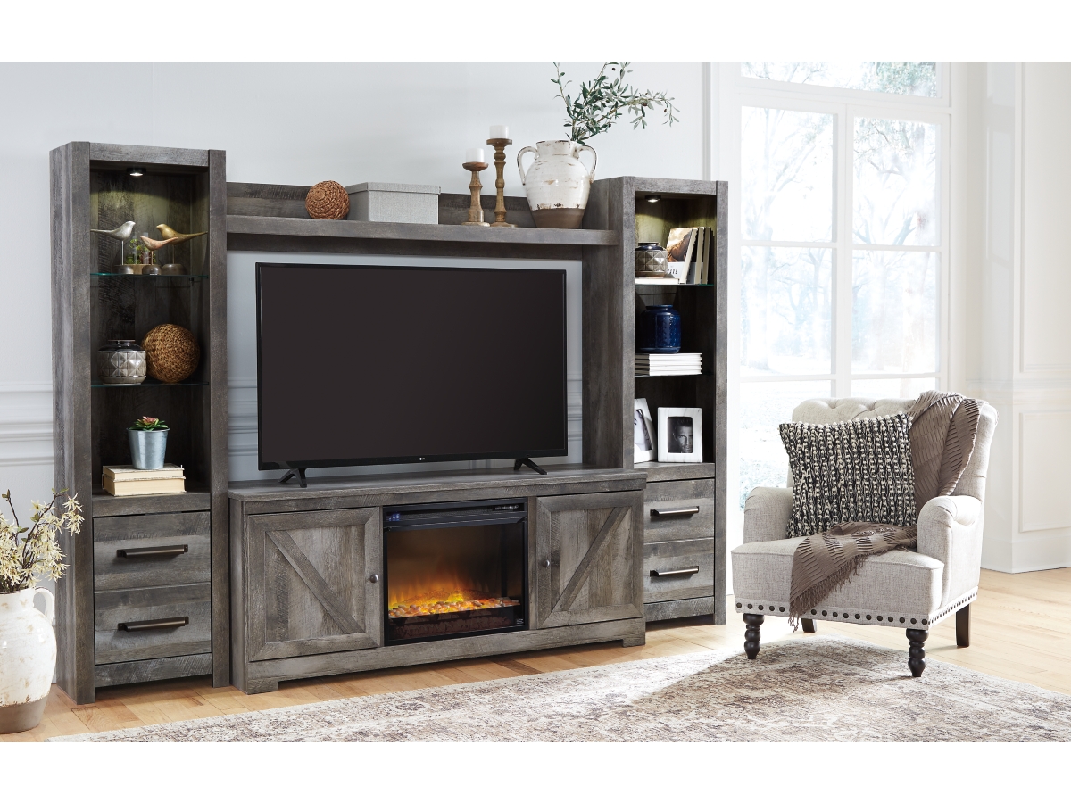 Wynnlow Entertainment Unit with Fireplace - Gray