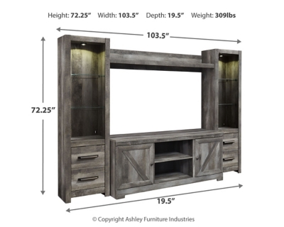 Wynnlow 4-Piece Entertainment Center, Gray, large