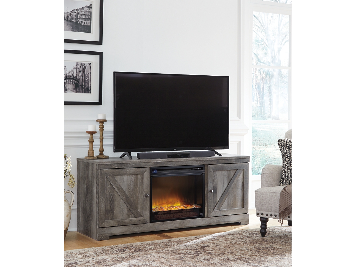 Wynnlow TV Stand with Fireplace - Gray