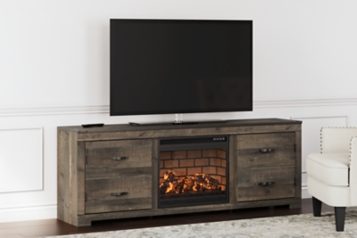 "Trinell 72" TV Stand with Electric Fireplace", Brown
