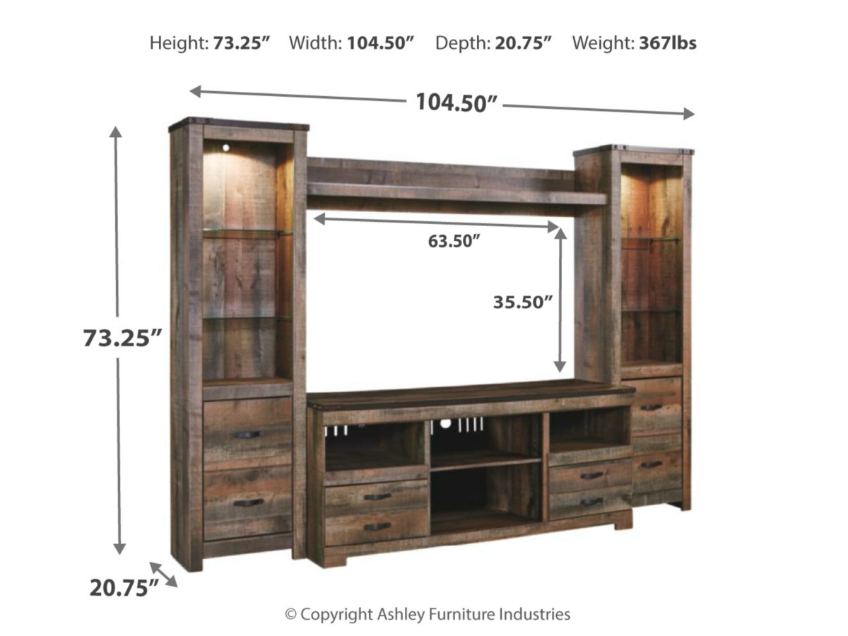 Trinell 4 Piece Entertainment Unit - Brown