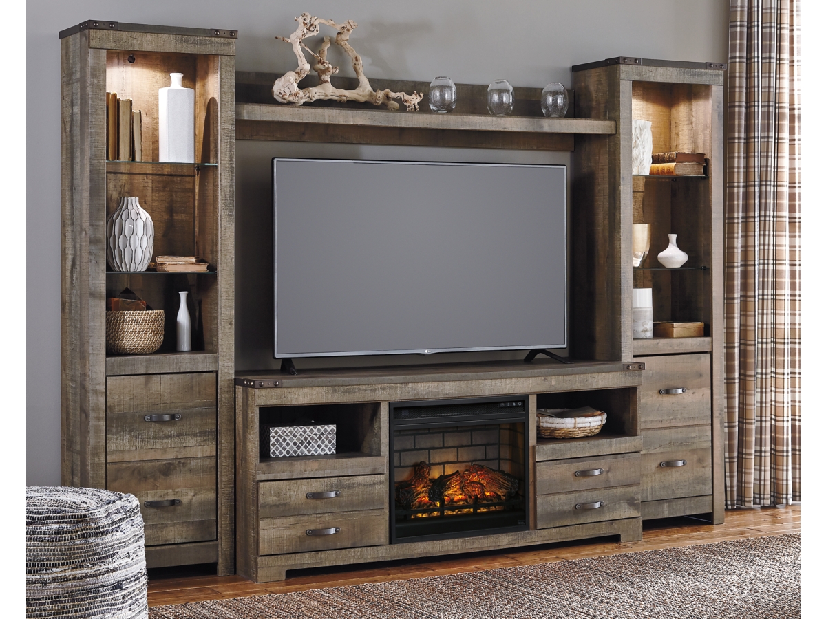 Trinell Entertainment Unit with Fireplace - Brown