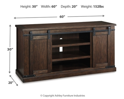 Budmore 60" TV Stand, Rustic Brown, large