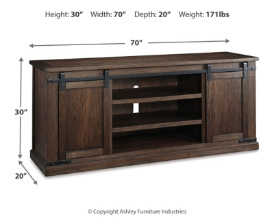 Budmore 70" TV Stand, Rustic Brown, large