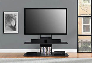 Two Shelved Ajax TV Stand with Mount for TVs up to 65", Black, rollover