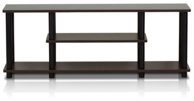 Furinno Turn-N-Tube 3D 3-Tier for up to 55" TV Stand, Black/Dark Brown, rollover