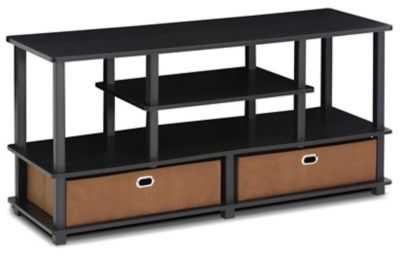 Furinno Jaya Large TV Stand for up to 50" TV with Storage Bin, , rollover