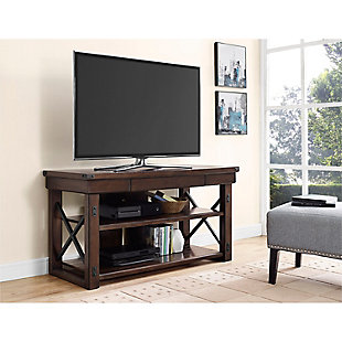 Ameriwood Home Broadmore Wood Veneer TV Stand for TVs up to 50", Brown, rollover