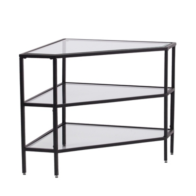 Southern Enterprises 34.5" Tenna Metal/Glass Corner TV Stand, , large
