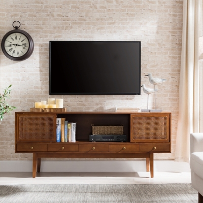 Southern Enterprises 70" Simms Midcentury Modern Media Console, Brown, large