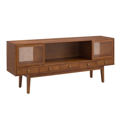 Southern Enterprises 70" Simms Midcentury Modern Media Console, Brown, large