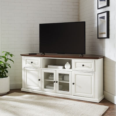 Crosley 60" Corner Tv Stand, White, rollover