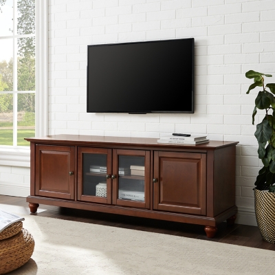 Crosley Cambridge 60" Low Profile Tv Stand, Dark Brown, large