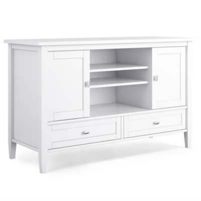 Solid Wood 47" Rustic TV Stand, White, large