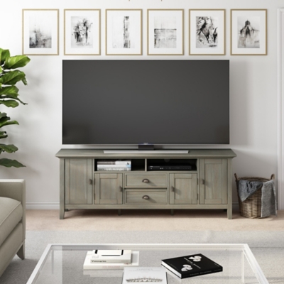 Redmond Solid Wood 72" Rustic TV Stand, Gray, rollover