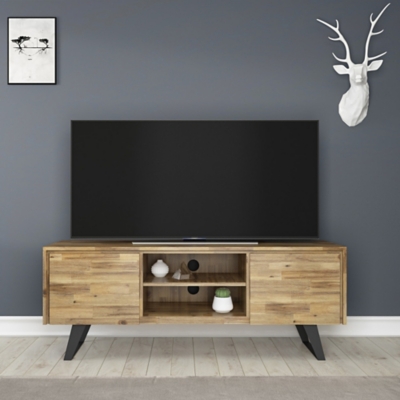 Lowry 63" Modern TV Stand, Light Brown, rollover
