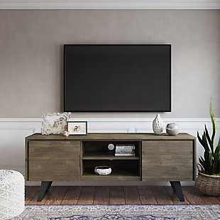 Lowry 63" Modern Industrial TV Stand, Brown, rollover