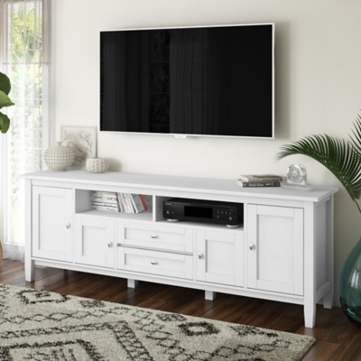 W600000386 Simpli Home 72 TV Stand, White sku W600000386