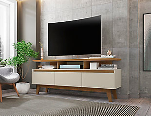 Manhattan Comfort Yonkers 62.99 TV Stand in Off White and Cinnamon, Off White, rollover