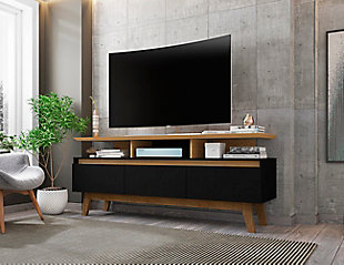 Manhattan Comfort Yonkers 62.99 TV Stand in Black and Cinnamon, Black, rollover
