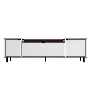 Manhattan Comfort Mosholu 66.93 TV Stand in White and Nut Brown, White/Nut Brown, large