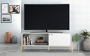Manhattan Comfort Bowery 55.12 TV Stand in White and Oak, White/Oak, rollover
