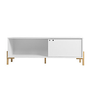Manhattan Comfort Bowery 55.12 TV Stand in White and Oak, White/Oak, large