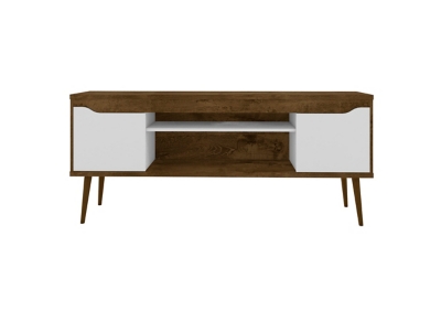 Manhattan Comfort Bradley 62.99 TV Stand in Rustic Brown and White, Rustic Brown/White, large