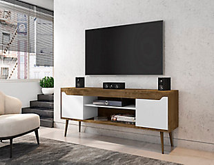 Manhattan Comfort Bradley 62.99 TV Stand in Rustic Brown and White, Rustic Brown/White, rollover