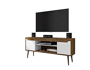 Manhattan Comfort Bradley 62.99 TV Stand in Rustic Brown and White, Rustic Brown/White, large