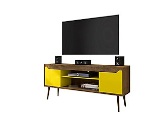 Manhattan Comfort Bradley 62.99 TV Stand in Rustic Brown and Yellow, Rustic Brown/Yellow, large