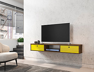 Manhattan Comfort Liberty 62.99 Floating Entertainment Center in Brown/Yellow, Brown/Yellow, rollover