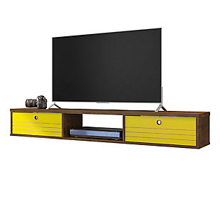 Manhattan Comfort Liberty 62.99 Floating Entertainment Center in Brown/Yellow, Brown/Yellow, large