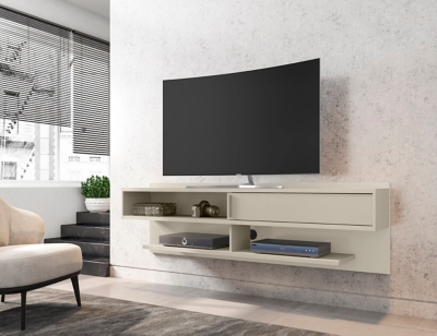 Manhattan Comfort Astor 70.86 Floating Entertainment Center in Off White, Off White, rollover