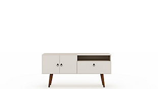 Manhattan Comfort Tribeca 53.94 TV Stand in Off White and Nature, White, large