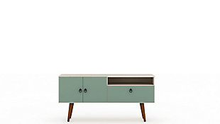 Manhattan Comfort Tribeca 53.94 TV Stand in Off White and Green Mint, Off White/Mint, large