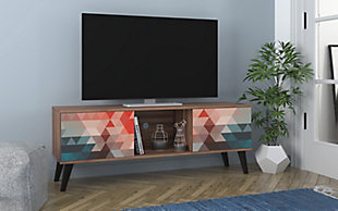 Manhattan Comfort Doyers 53.15 TV Stand in Multi Color Red and Blue, Multi Red/Blue, rollover