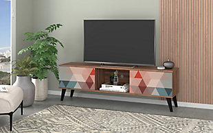 Manhattan Comfort Doyers 62.20 TV Stand in Multi Color Red and Blue, Multi Red/Blue, rollover