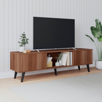 Manhattan Comfort Doyers 70.87 TV Stand in Nut Brown, Brown, large