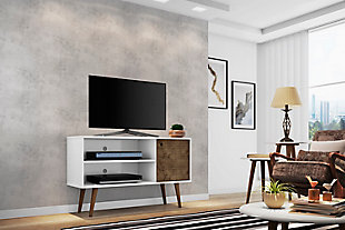 Manhattan Comfort Liberty TV Stand 42.52 in White and Rustic Brown, White/Rustic Brown, rollover