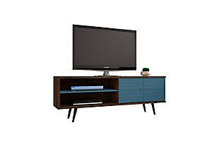 Manhattan Comfort Liberty 62.99" TV Stand in Rustic Brown and Aqua Blue, Brown/Blue, large