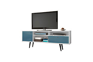 Manhattan Comfort Liberty 70.86" TV Stand in White and Aqua Blue, White/Blue, large