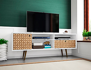 Manhattan Comfort Liberty 70.86" TV Stand in White and 3D Brown Prints, White/Brown, rollover