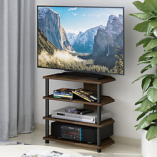 Black-wood Turn-N-Tube Easy Assembly 4-Tier Petite TV Stand 
