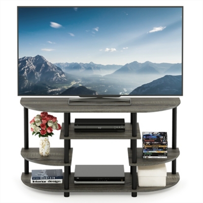 JAYA 43 Corner TV Stand, French Oak Gray/Black