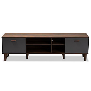 Moina Two-Tone Walnut Brown and Gray Finished Wood TV Stand, , large