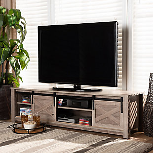 Bruna Farmhouse White-Washed Oak Finished TV Stand, , rollover