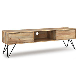 Simpli Home Hunter Solid Mango Wood 68" Wide Industrial Contemporary TV Media Stand, , large