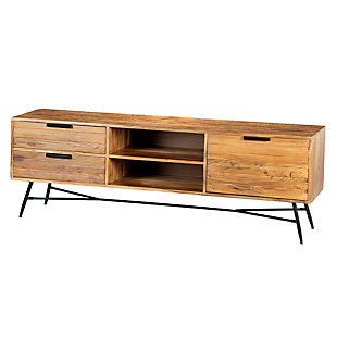 The Urban Port Roomy Wooden Media Console with Slanted Metal Base, , rollover