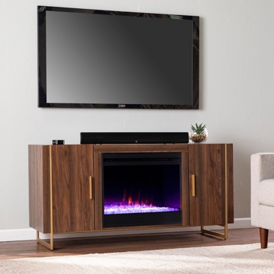 Southern Enterprises Reslyn Color Changing Fireplace with Media Storage, , rollover
